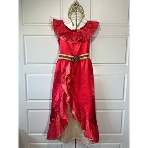 Disney Elena of Avalor Princess Dress Costume with Tiara Girls Size M (7-8)‎